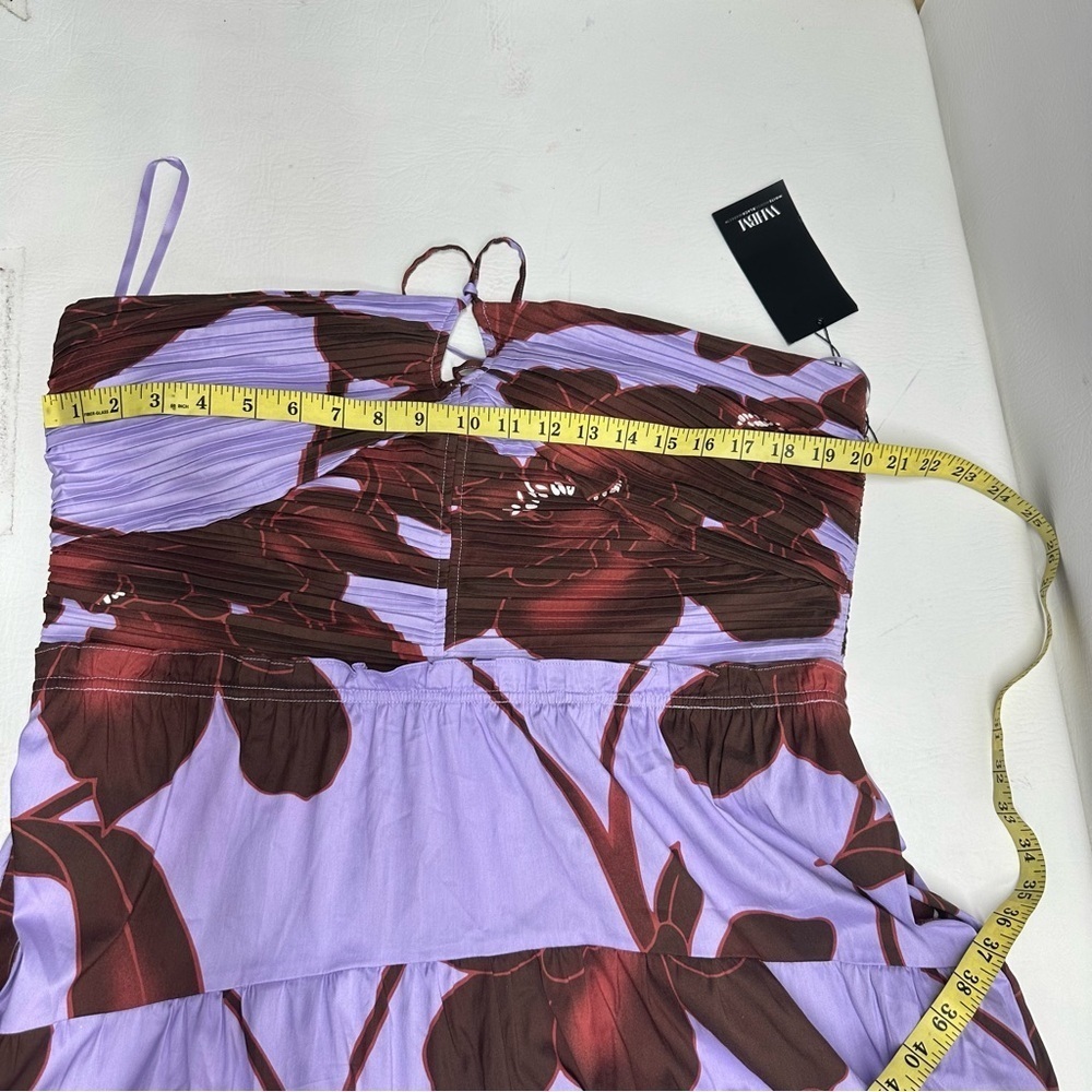 WHBM CAMILLE FIRL Floral Halter Maxi Dress in Purple and brown SZ 18 NWT - Picture 7 of 13